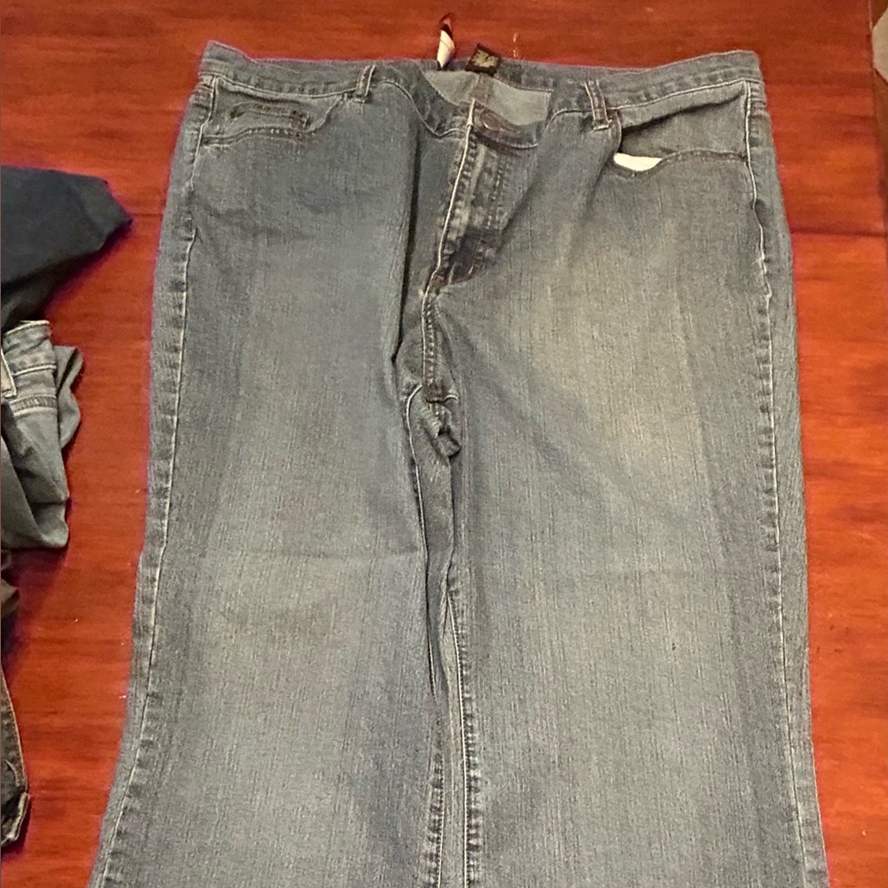 Venezia Medium Blue Denim Jeans with Orange Topstitching